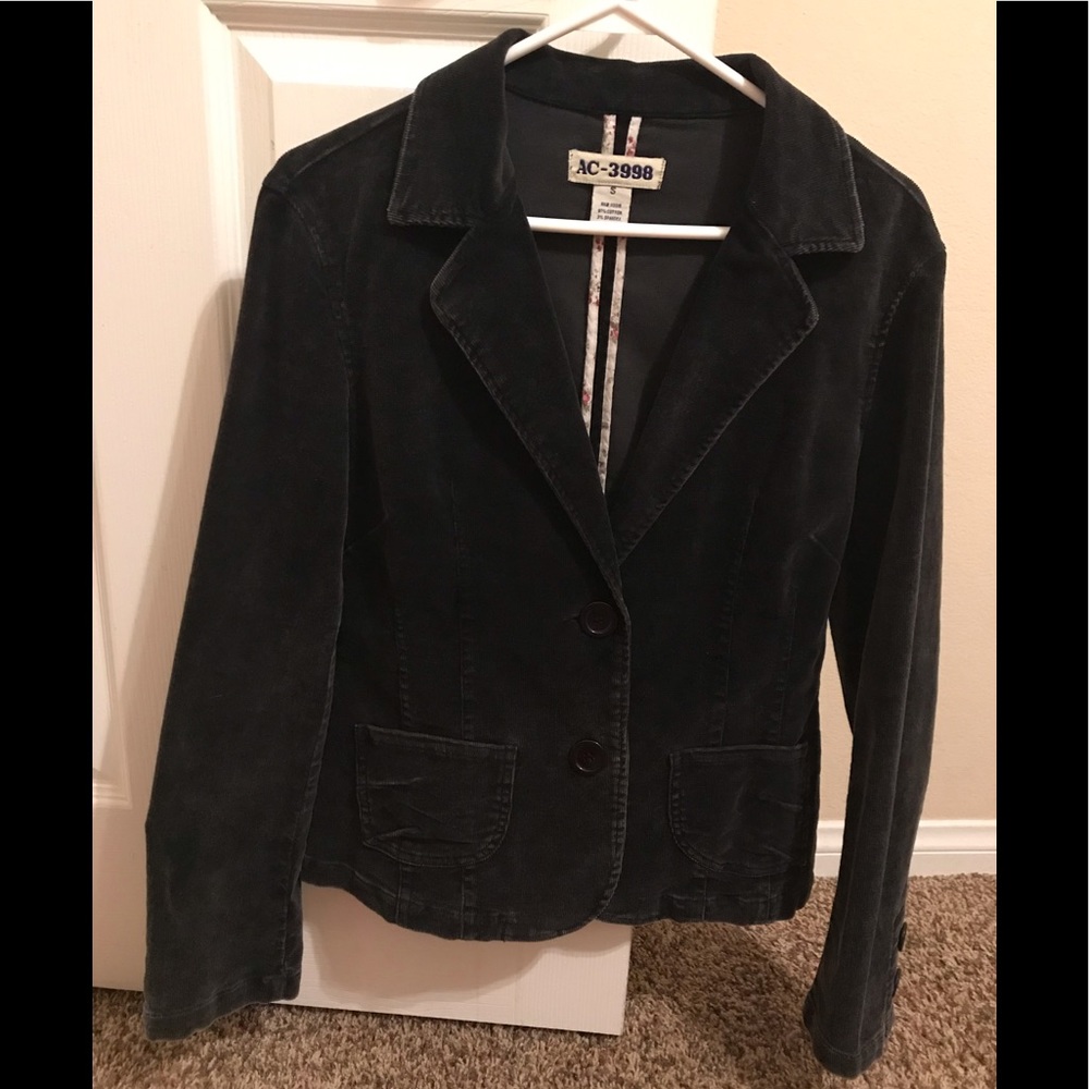 AC-3988 Corduroy Faded Black Blazer Jacket Size S